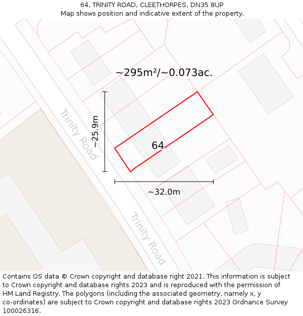 64, TRINITY ROAD, CLEETHORPES, DN35 8UP: Plot and title map