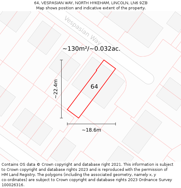 64, VESPASIAN WAY, NORTH HYKEHAM, LINCOLN, LN6 9ZB: Plot and title map