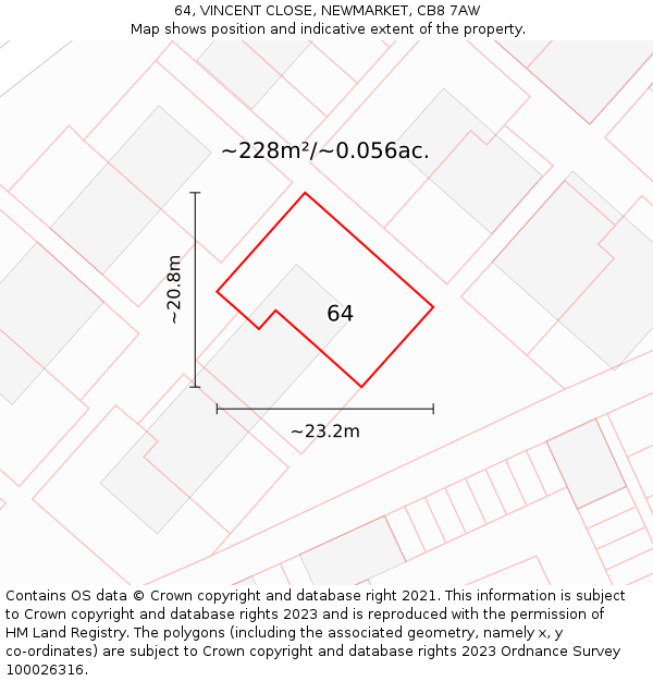 64, VINCENT CLOSE, NEWMARKET, CB8 7AW: Plot and title map