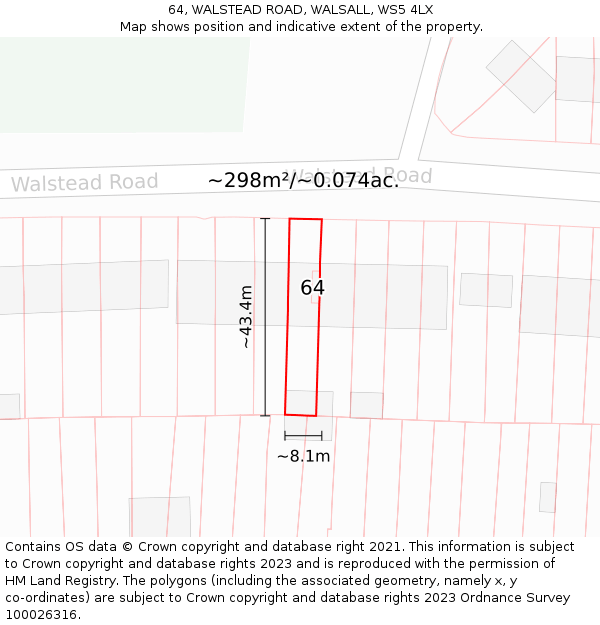 64, WALSTEAD ROAD, WALSALL, WS5 4LX: Plot and title map