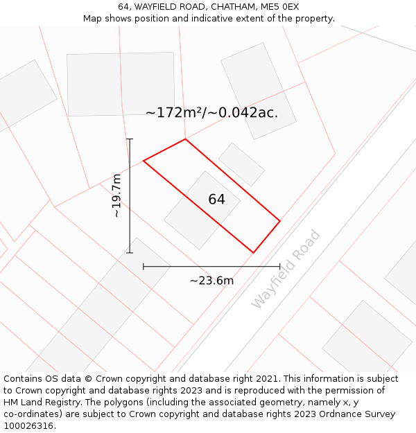 64, WAYFIELD ROAD, CHATHAM, ME5 0EX: Plot and title map