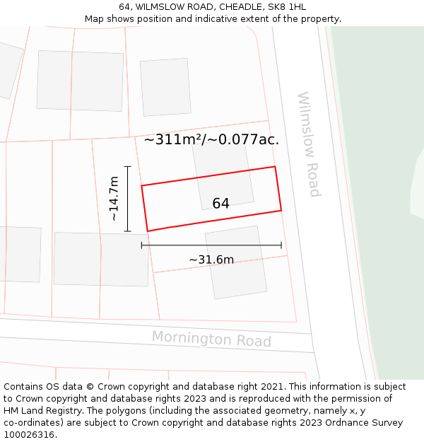 64, WILMSLOW ROAD, CHEADLE, SK8 1HL: Plot and title map