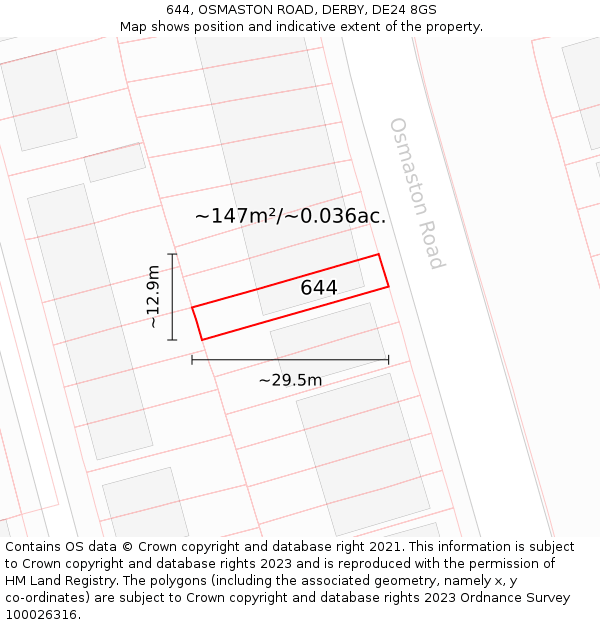 644, OSMASTON ROAD, DERBY, DE24 8GS: Plot and title map