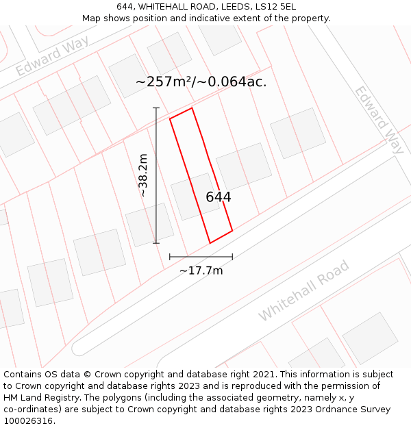 644, WHITEHALL ROAD, LEEDS, LS12 5EL: Plot and title map