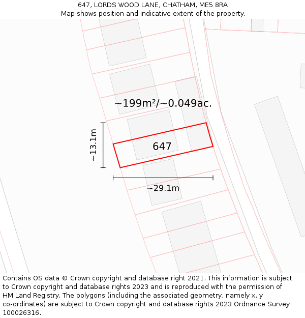 647, LORDS WOOD LANE, CHATHAM, ME5 8RA: Plot and title map