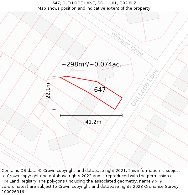 647, OLD LODE LANE, SOLIHULL, B92 8LZ: Plot and title map