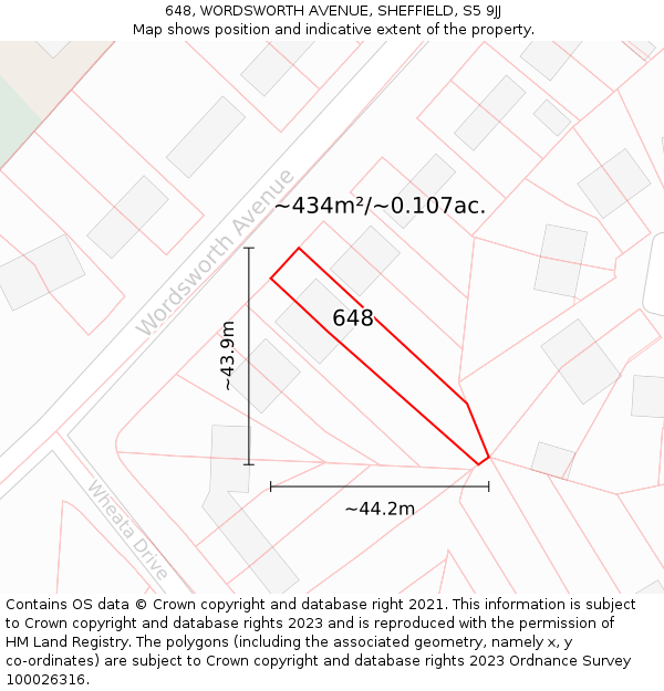 648, WORDSWORTH AVENUE, SHEFFIELD, S5 9JJ: Plot and title map