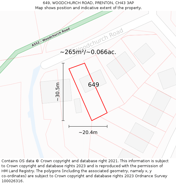 649, WOODCHURCH ROAD, PRENTON, CH43 3AP: Plot and title map