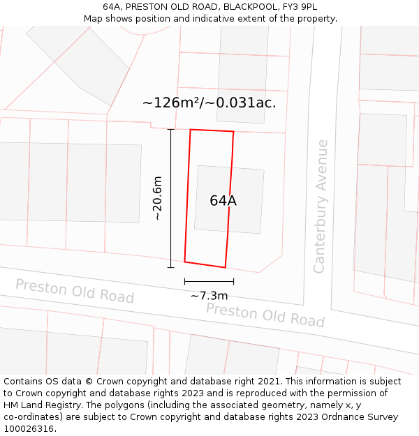 64A, PRESTON OLD ROAD, BLACKPOOL, FY3 9PL: Plot and title map