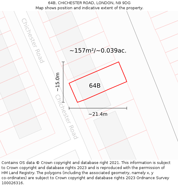 64B, CHICHESTER ROAD, LONDON, N9 9DG: Plot and title map