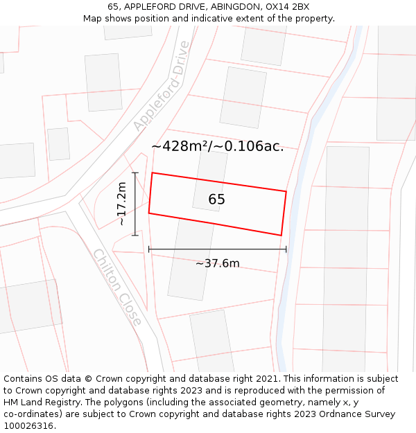 65, APPLEFORD DRIVE, ABINGDON, OX14 2BX: Plot and title map
