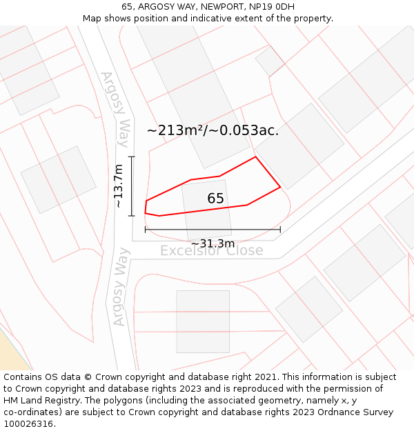 65, ARGOSY WAY, NEWPORT, NP19 0DH: Plot and title map