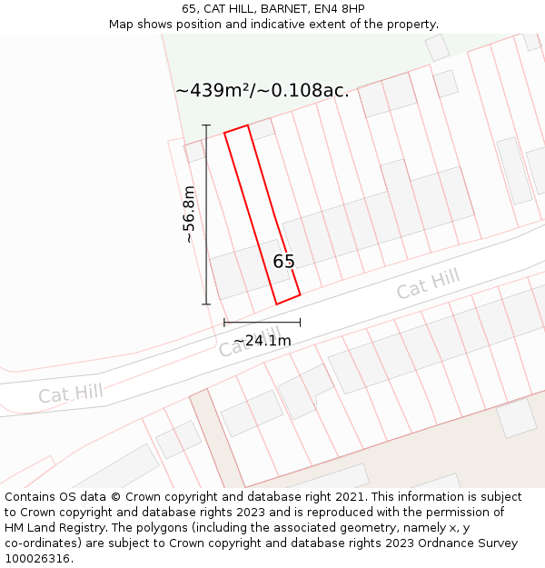 65, CAT HILL, BARNET, EN4 8HP: Plot and title map