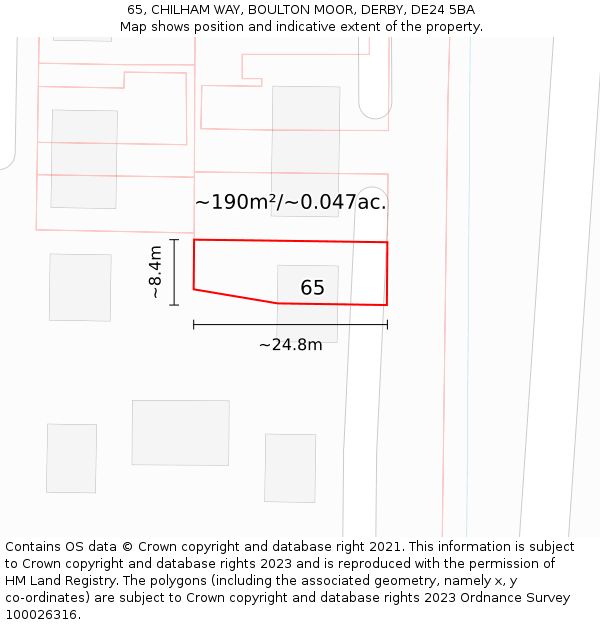 65, CHILHAM WAY, BOULTON MOOR, DERBY, DE24 5BA: Plot and title map