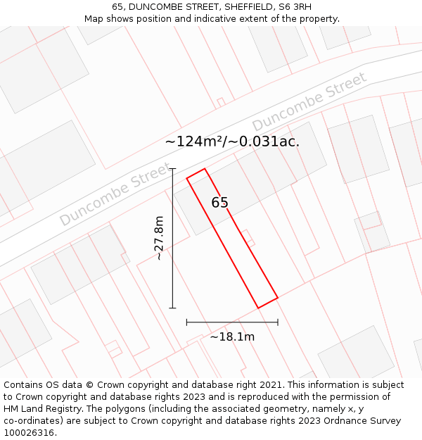 65, DUNCOMBE STREET, SHEFFIELD, S6 3RH: Plot and title map