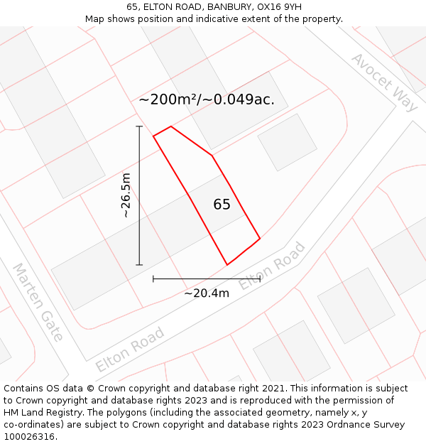 65, ELTON ROAD, BANBURY, OX16 9YH: Plot and title map