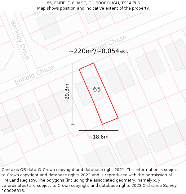 65, ENFIELD CHASE, GUISBOROUGH, TS14 7LS: Plot and title map