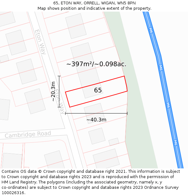 65, ETON WAY, ORRELL, WIGAN, WN5 8PN: Plot and title map