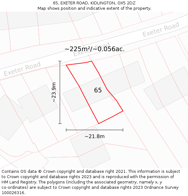 65, EXETER ROAD, KIDLINGTON, OX5 2DZ: Plot and title map