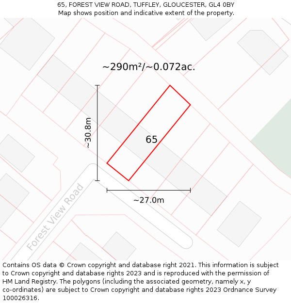 65, FOREST VIEW ROAD, TUFFLEY, GLOUCESTER, GL4 0BY: Plot and title map