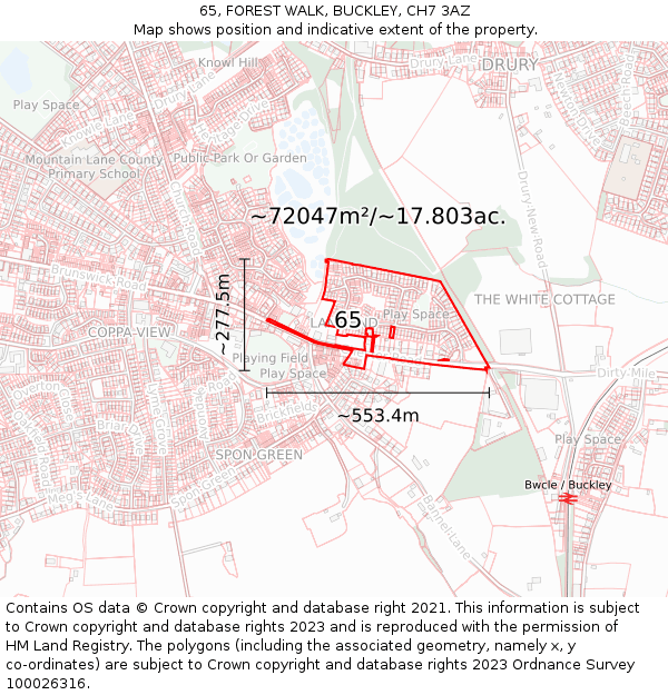 65, FOREST WALK, BUCKLEY, CH7 3AZ: Plot and title map