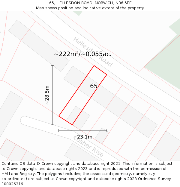 65, HELLESDON ROAD, NORWICH, NR6 5EE: Plot and title map