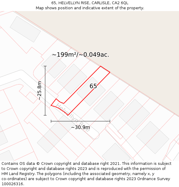65, HELVELLYN RISE, CARLISLE, CA2 6QL: Plot and title map