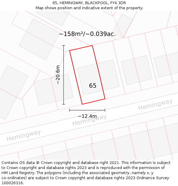 65, HEMINGWAY, BLACKPOOL, FY4 3DR: Plot and title map