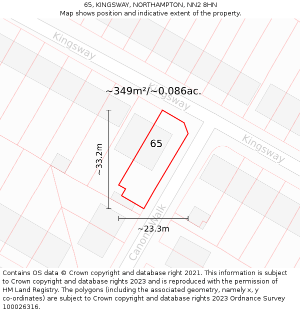 65, KINGSWAY, NORTHAMPTON, NN2 8HN: Plot and title map