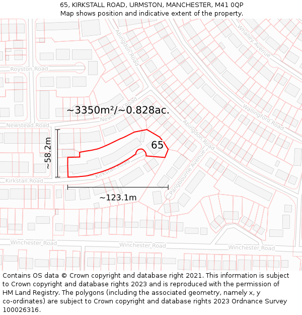 65, KIRKSTALL ROAD, URMSTON, MANCHESTER, M41 0QP: Plot and title map