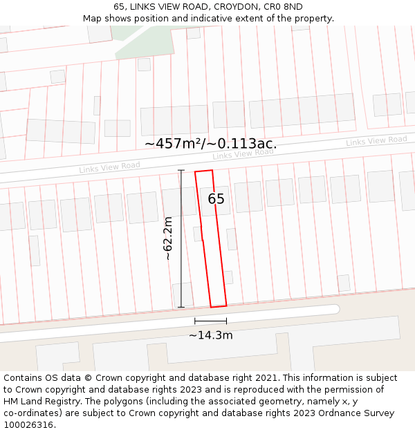 65, LINKS VIEW ROAD, CROYDON, CR0 8ND: Plot and title map
