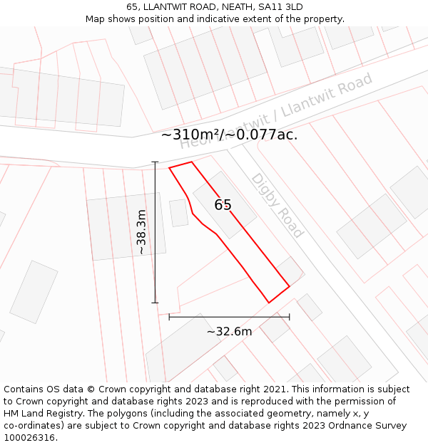 65, LLANTWIT ROAD, NEATH, SA11 3LD: Plot and title map