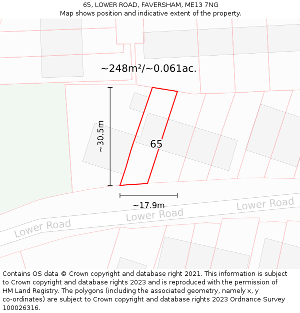 65, LOWER ROAD, FAVERSHAM, ME13 7NG: Plot and title map
