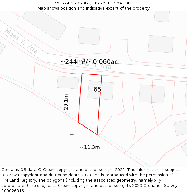65, MAES YR YRFA, CRYMYCH, SA41 3RD: Plot and title map