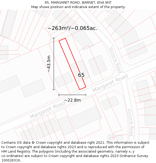 65, MARGARET ROAD, BARNET, EN4 9NT: Plot and title map