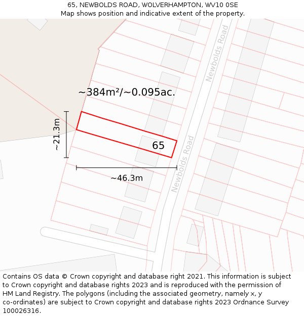 65, NEWBOLDS ROAD, WOLVERHAMPTON, WV10 0SE: Plot and title map