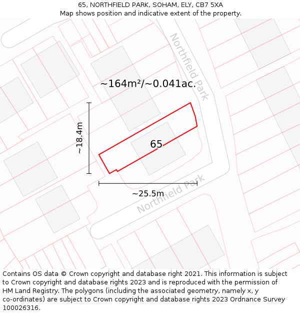 65, NORTHFIELD PARK, SOHAM, ELY, CB7 5XA: Plot and title map