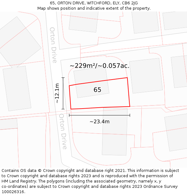 65, ORTON DRIVE, WITCHFORD, ELY, CB6 2JG: Plot and title map