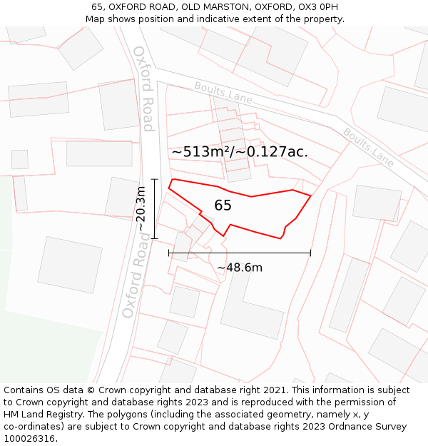 65, OXFORD ROAD, OLD MARSTON, OXFORD, OX3 0PH: Plot and title map