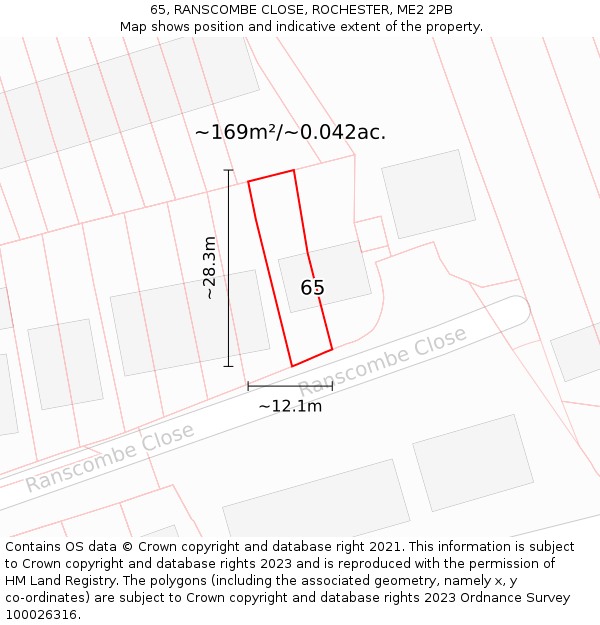 65, RANSCOMBE CLOSE, ROCHESTER, ME2 2PB: Plot and title map