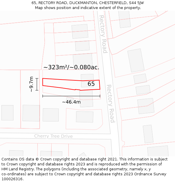 65, RECTORY ROAD, DUCKMANTON, CHESTERFIELD, S44 5JW: Plot and title map