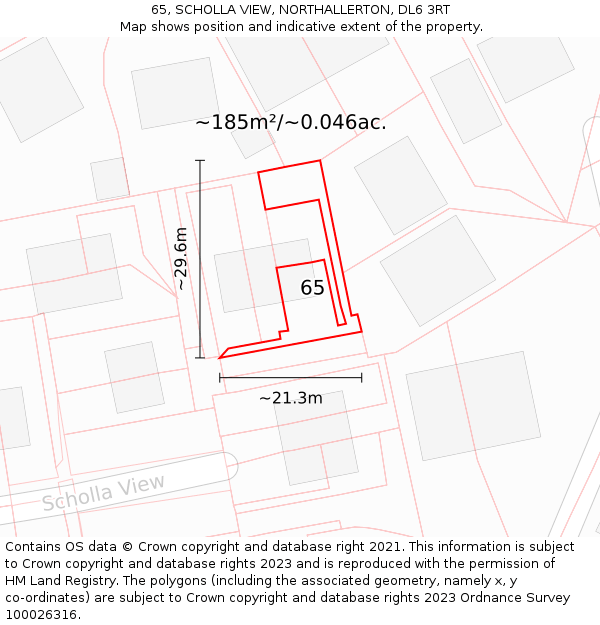 65, SCHOLLA VIEW, NORTHALLERTON, DL6 3RT: Plot and title map