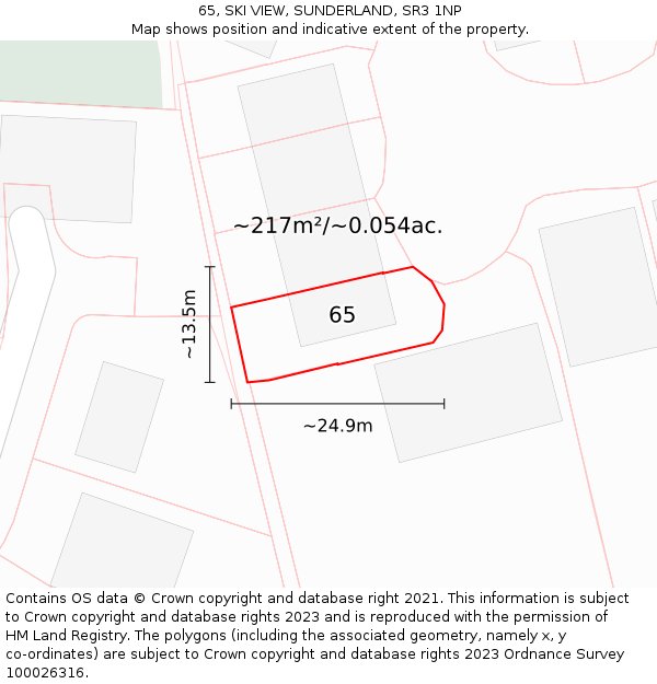 65, SKI VIEW, SUNDERLAND, SR3 1NP: Plot and title map