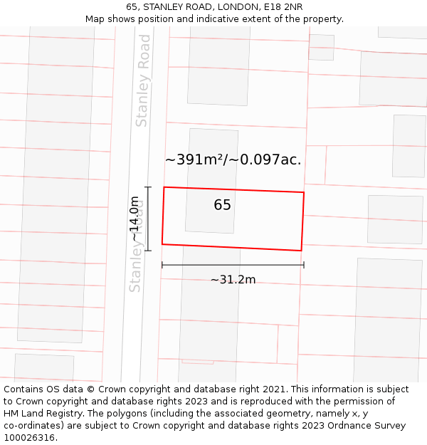 65, STANLEY ROAD, LONDON, E18 2NR: Plot and title map