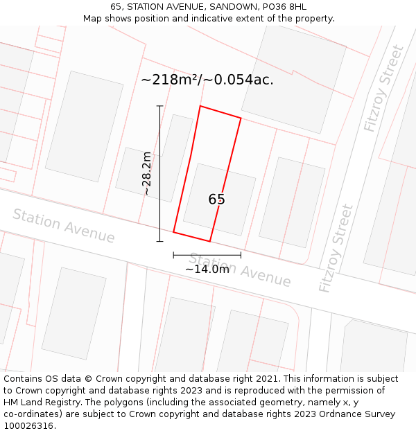 65, STATION AVENUE, SANDOWN, PO36 8HL: Plot and title map