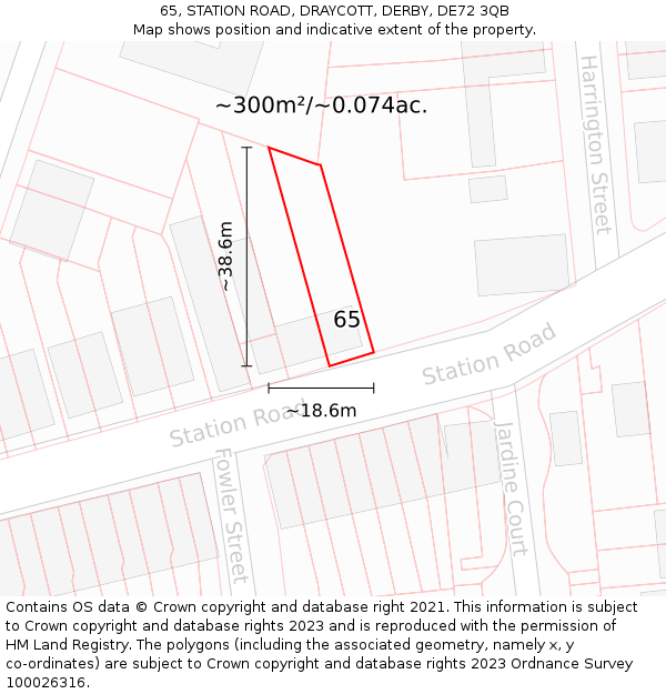 65, STATION ROAD, DRAYCOTT, DERBY, DE72 3QB: Plot and title map