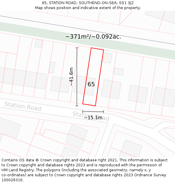 65, STATION ROAD, SOUTHEND-ON-SEA, SS1 3JZ: Plot and title map