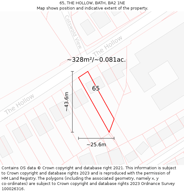 65, THE HOLLOW, BATH, BA2 1NE: Plot and title map