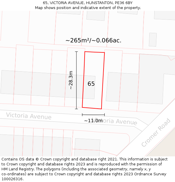 65, VICTORIA AVENUE, HUNSTANTON, PE36 6BY: Plot and title map