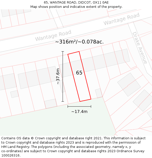 65, WANTAGE ROAD, DIDCOT, OX11 0AE: Plot and title map